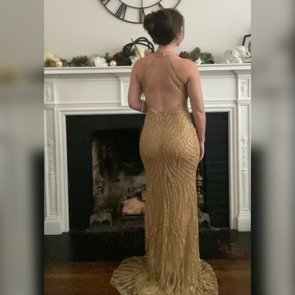 Rene the Label Dresses & Skirts - Heavily beaded gold prom dress, formal dress or pageant evening gown